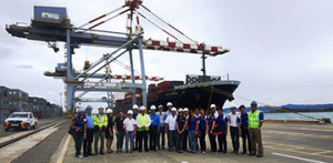 PPA-Batangas Port Manager Atty. Leopoldo Biscocho, Jr. and BOC-Batangas acting District Collector Ernesto Benitez, Jr., together with NYK FilJapan Shipping Corp. and Asian Terminal Inc staff  and management teams plus NYK  Line clients last 08 July 2014 maiden call with ACX Diamond voy-144S under BCT operations.