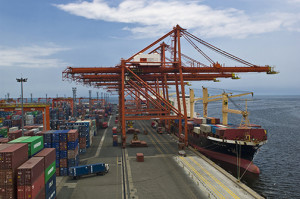 Container traffic at the Manila International Container Terminal dipped 5.4% to 1.331 million TEUs for the first three quarters of 2014 from 1.407 million in the same period in 2013. Photo courtesy of MICT operator International Container Terminal Services, Inc. 