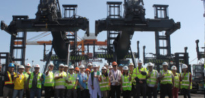 At the recent commissioning of new cargo-handling equipment at Manila South Harbor. Photo courtesy of Asian Terminals Inc.